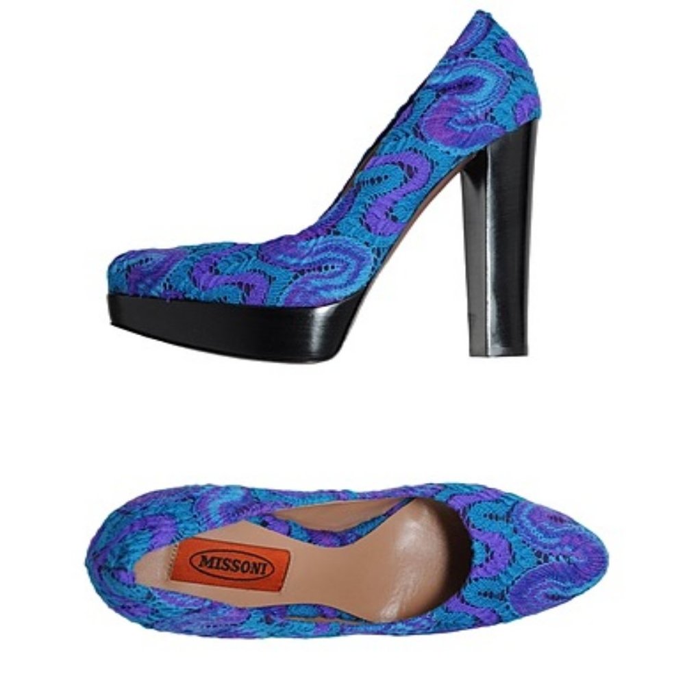 NIB Missoni  blue/ purple‎ zigzag platform pumps